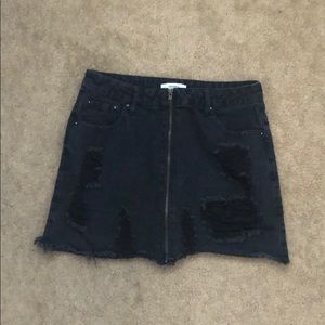 Zipper ripped skirt